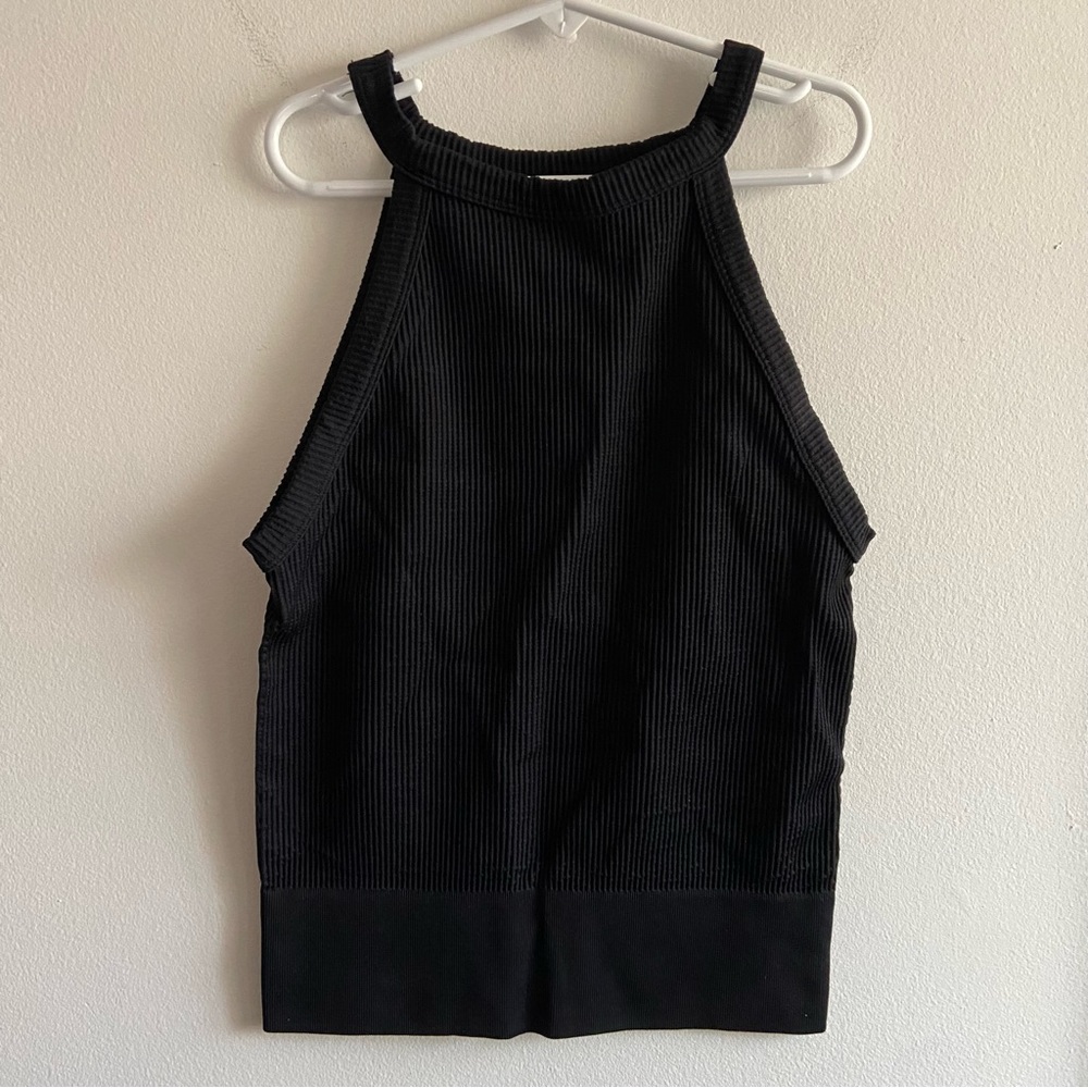 Free People Intimately Black Ribbed Crewneck Stretch Tank Top Size M/L READ - Picture 1 of 13